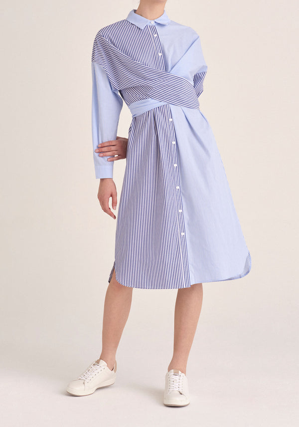 Contrast Stripe Shirt Dress